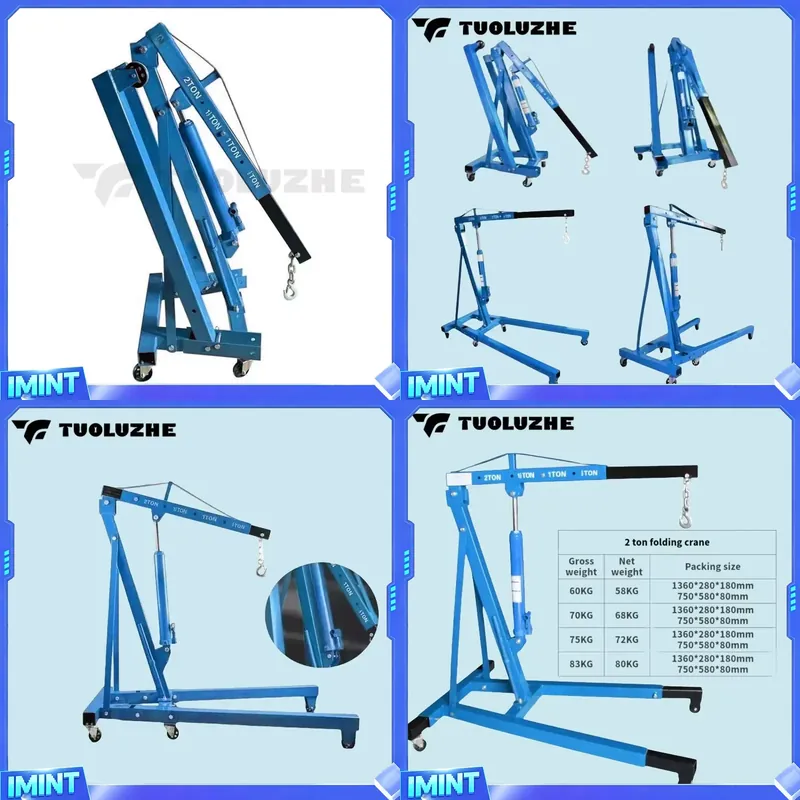 Car Lift - 2-ton Foldable Blue Car Engine Lifting