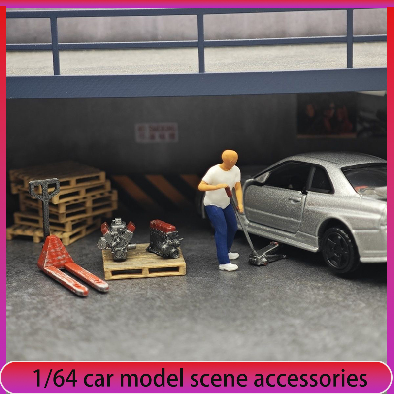 1:64 Car Model Repair Shop Sce - Car Jack review and price
