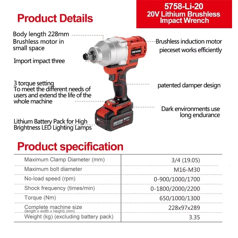 Devon 20V large torque three t - Torque Wrench review and price