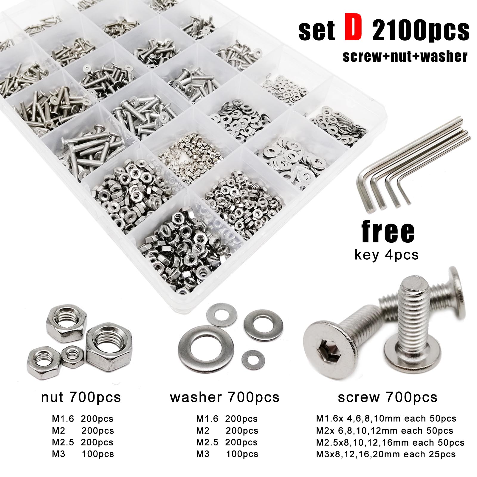 400/2100 M1.6 M2 M3 M4 M5 304  - Socket Set review and price