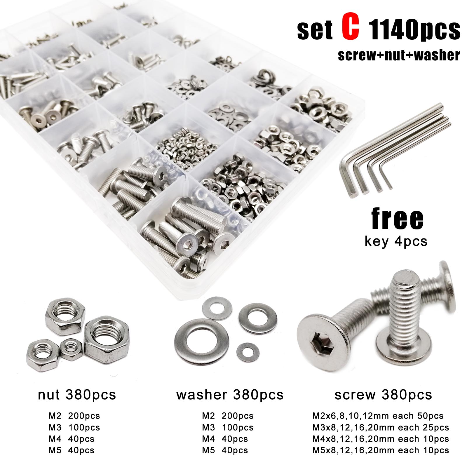 400/2100 M1.6 M2 M3 M4 M5 304  - Socket Set review and price